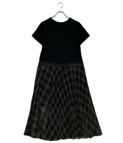 sacai 半袖ワンピース グレンチェック ブラック 22-05992 レディース SIZE 1 サカイ