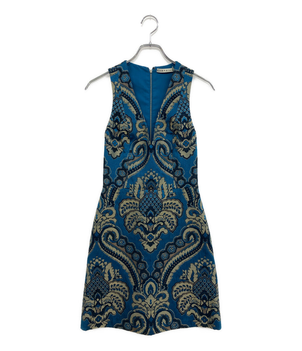 alice ＋ olivia ノースリーブワンピース ジャカードペイズリー 65161-1-11051 レディース SIZE 2 アリスアンドオリビア