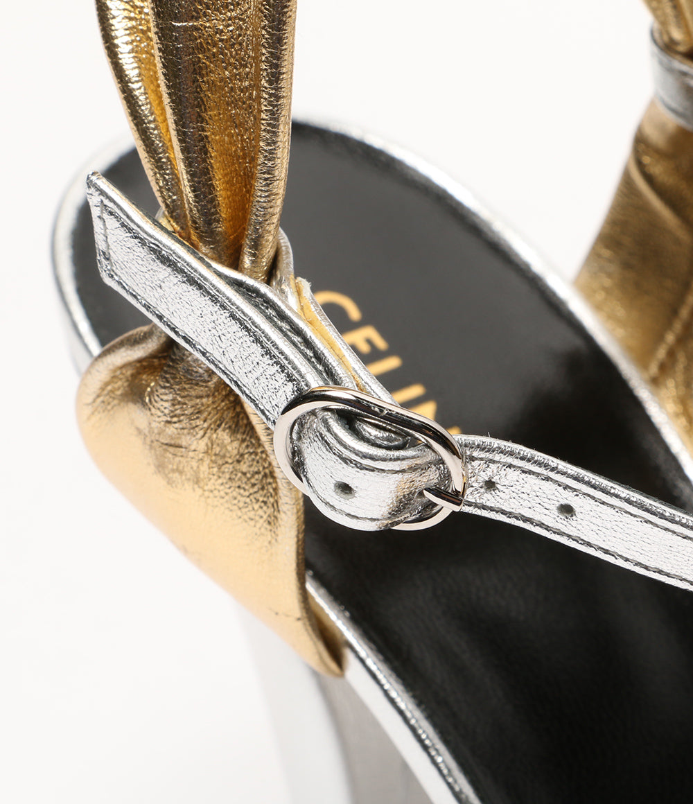 セリーヌ サンダル シルバー×ゴールド レディース SIZE 37 CELINE