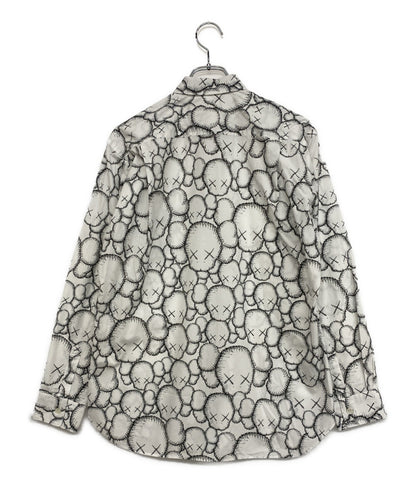 COMME des GARCONS SHIRT／KAWS カウズ 長袖シャツ ホワイト 総柄 FH-B025 メンズ SIZE S コムデギャルソンシャツ