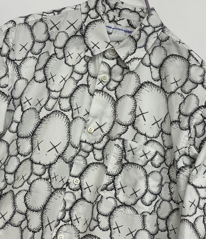 COMME des GARCONS SHIRT／KAWS カウズ 長袖シャツ ホワイト 総柄 FH-B025 メンズ SIZE S コムデギャルソンシャツ