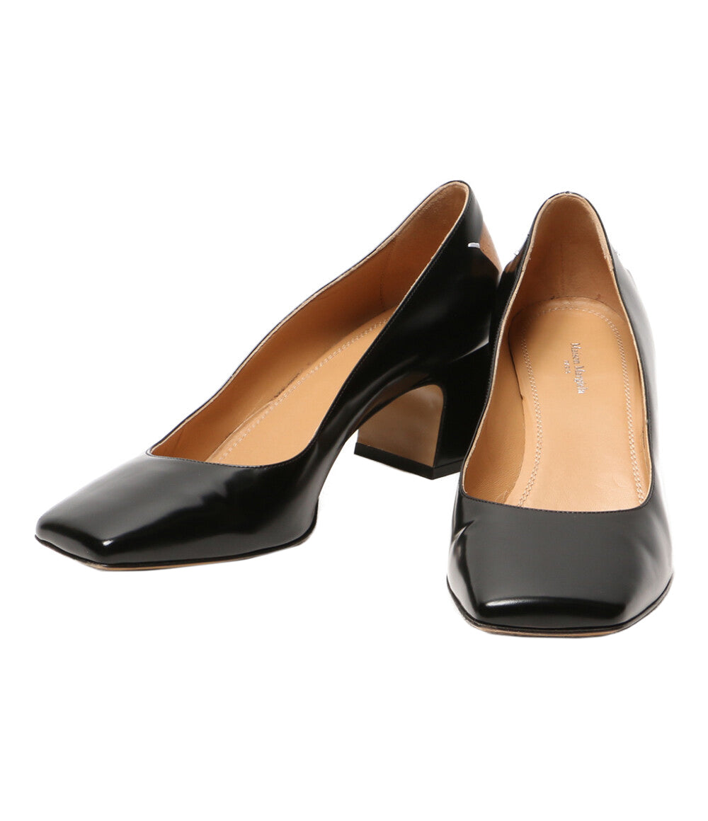 メゾンマルジェラ パンプス ブラック スクエアトゥ エナメルレザー レディース SIZE 38 1/2 Maison Margiela