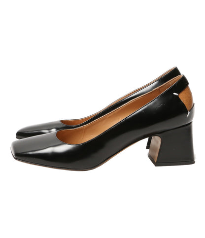 メゾンマルジェラ パンプス ブラック スクエアトゥ エナメルレザー レディース SIZE 38 1/2 Maison Margiela