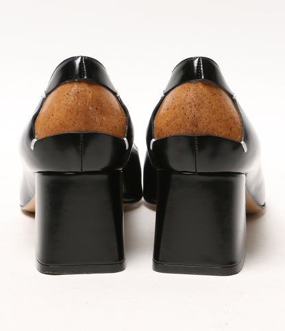 メゾンマルジェラ パンプス ブラック スクエアトゥ エナメルレザー レディース SIZE 38 1/2 Maison Margiela