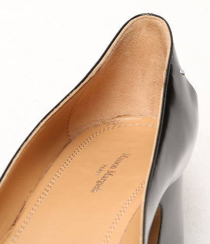 メゾンマルジェラ パンプス ブラック スクエアトゥ エナメルレザー レディース SIZE 38 1/2 Maison Margiela