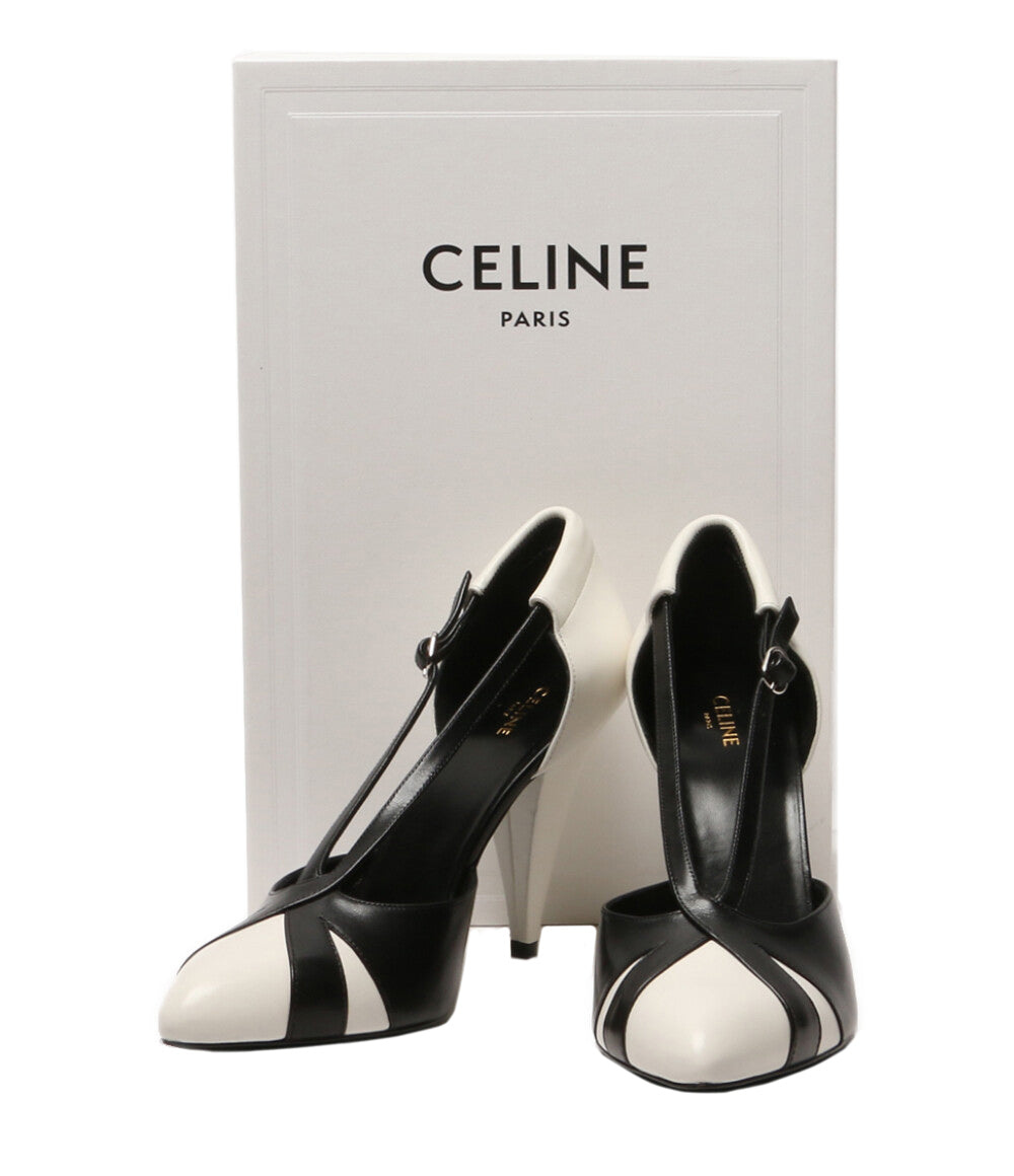 セリーヌ 美品 パンプス ブラック×ホワイト レディース SIZE 37 CELINE