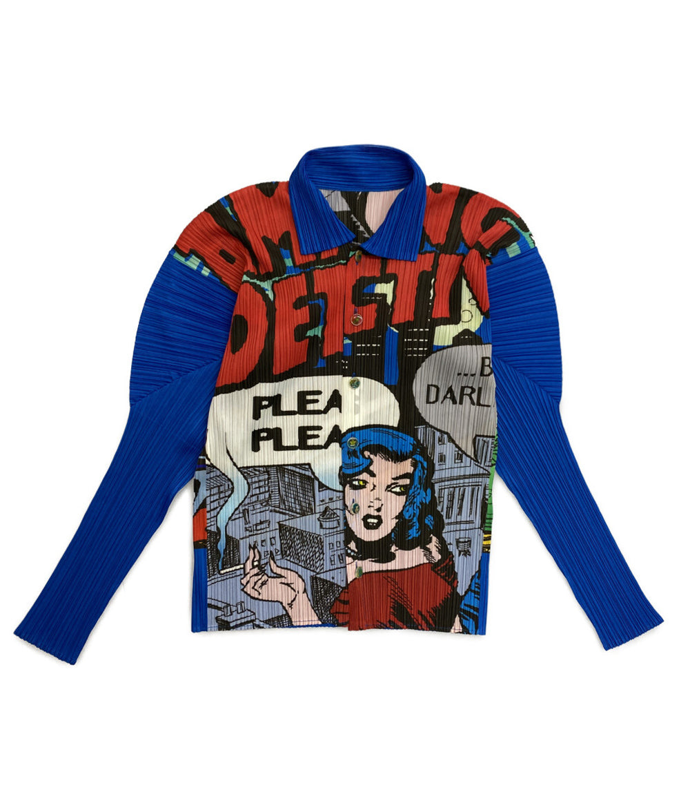 プリーツプリーズ 美品 長袖シャツ 1999年アメコミプリーツシャツ レディース SIZE 4 PLEATS PLEASE