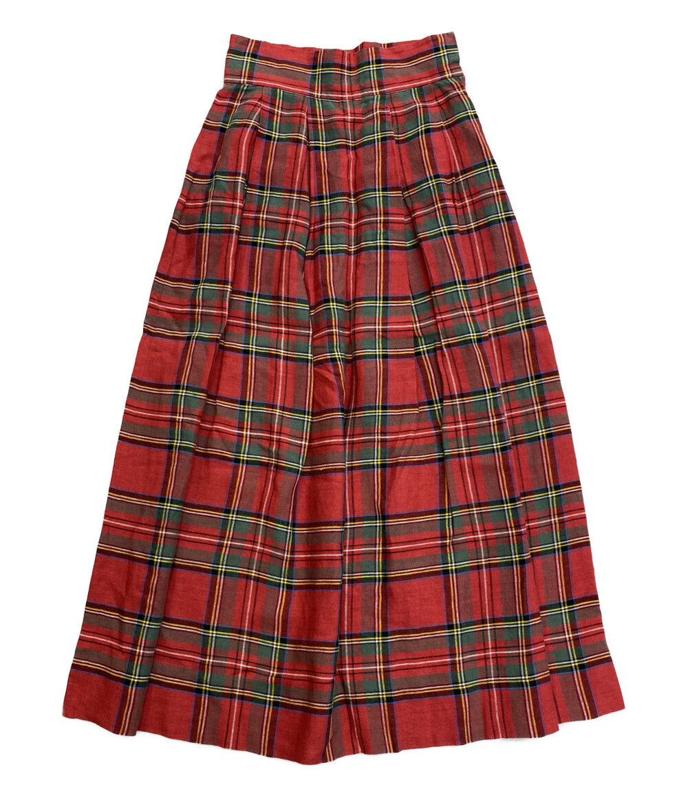 オニール スカート チェック リネン100% レッド     IR-010 レディース SIZE US 6  ONEIL