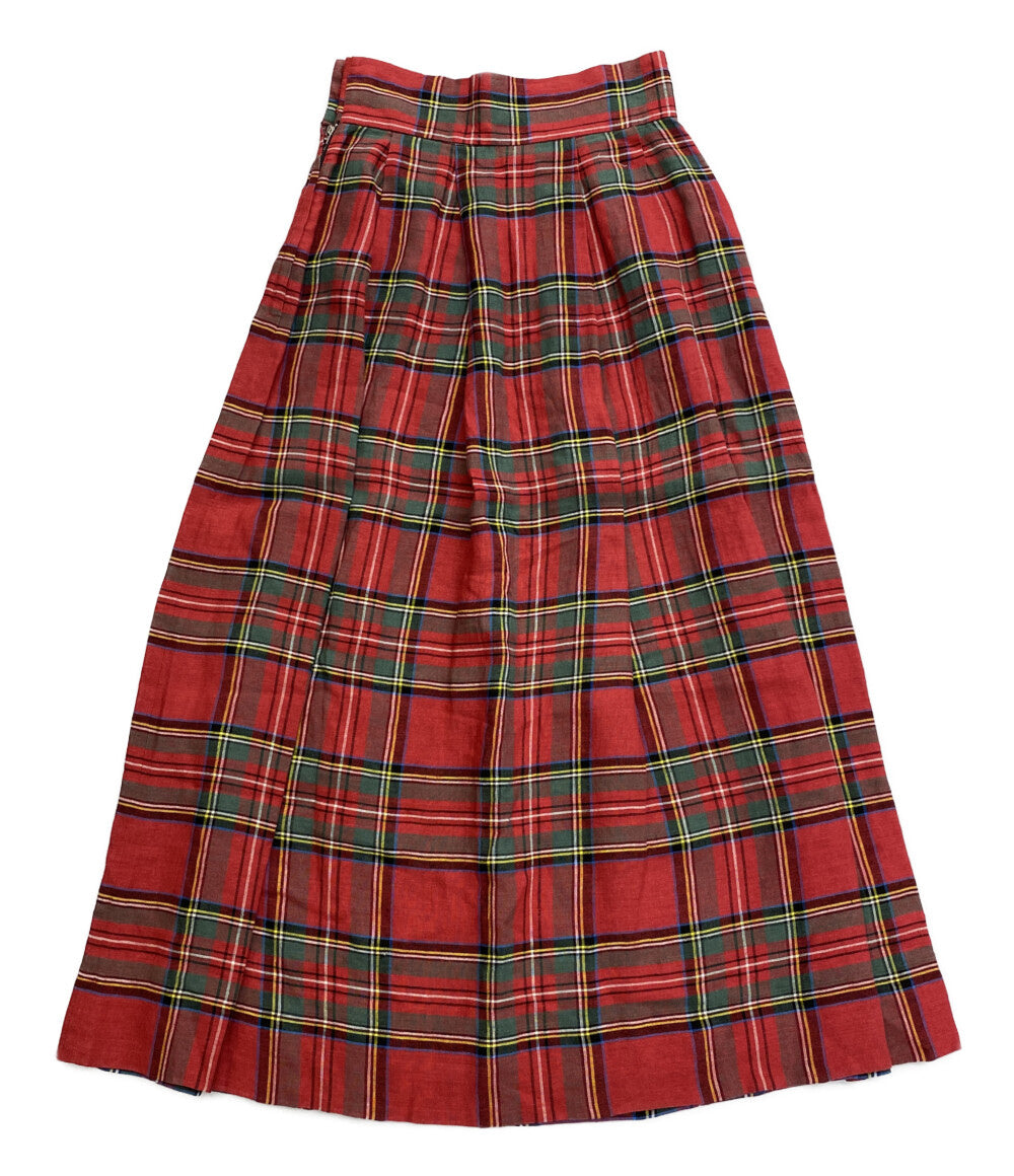 オニール スカート チェック リネン100% レッド     IR-010 レディース SIZE US 6  ONEIL