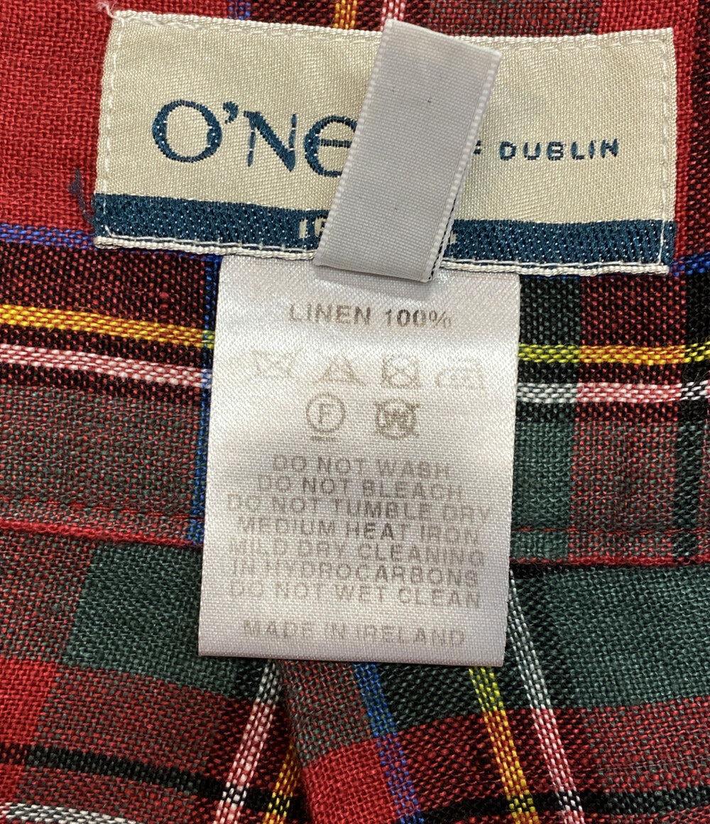 オニール スカート チェック リネン100% レッド     IR-010 レディース SIZE US 6  ONEIL