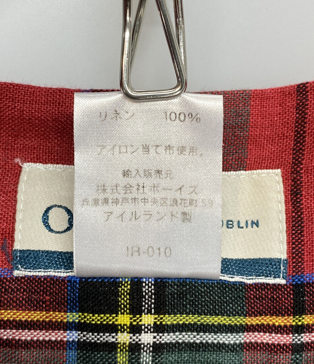 オニール スカート チェック リネン100% レッド     IR-010 レディース SIZE US 6  ONEIL
