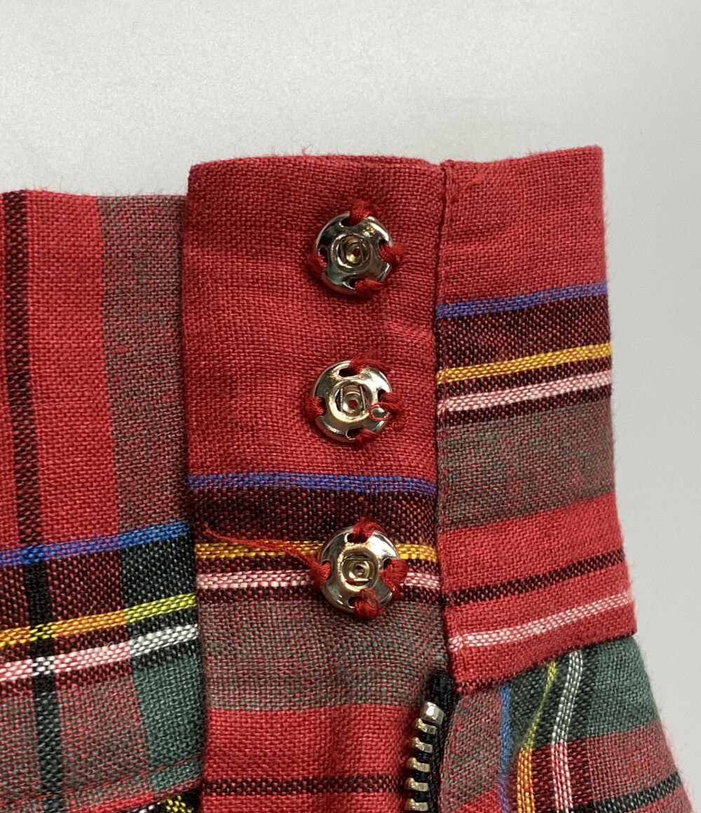 オニール スカート チェック リネン100% レッド     IR-010 レディース SIZE US 6  ONEIL