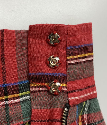 オニール スカート チェック リネン100% レッド     IR-010 レディース SIZE US 6  ONEIL