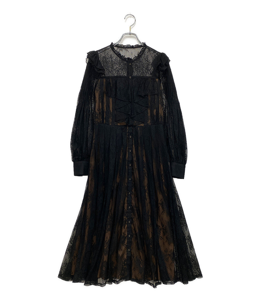 ハーリップトゥ レースワンピース ブラック 長袖 レディース SIZE S HER LIP TO
