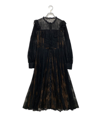 ハーリップトゥ レースワンピース ブラック 長袖 レディース SIZE S HER LIP TO