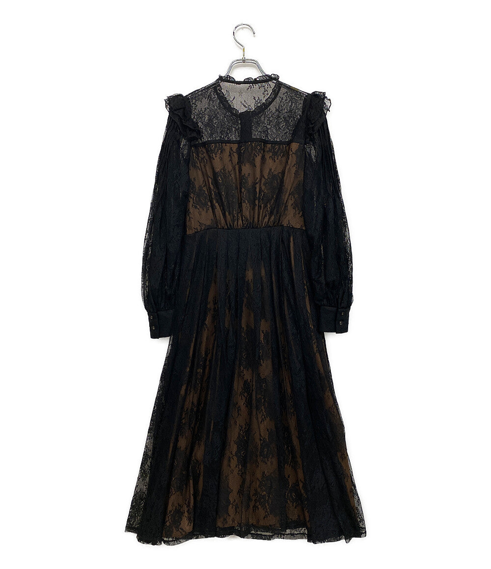 ハーリップトゥ レースワンピース ブラック 長袖 レディース SIZE S HER LIP TO