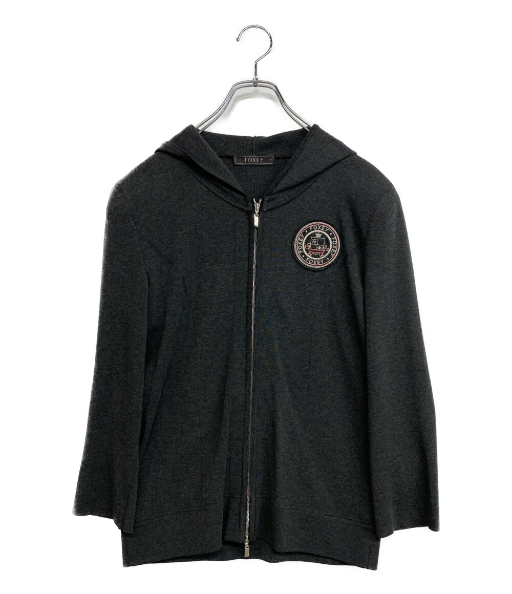 フォクシー 美品 パーカー ニット ワッペン 27057 レディース SIZE 40 FOXEY