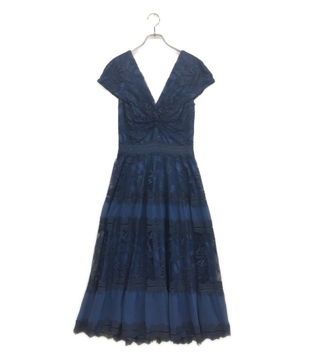 タダシショージ キャップスリーブドレス Vネック ブルー AW122015MDJ レディース SIZE 4 TADASHI SHOJI