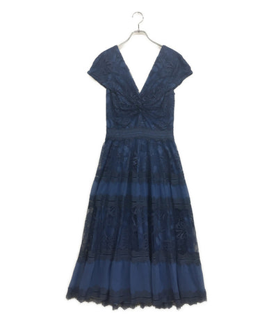 タダシショージ キャップスリーブドレス Vネック ブルー AW122015MDJ レディース SIZE 4 TADASHI SHOJI
