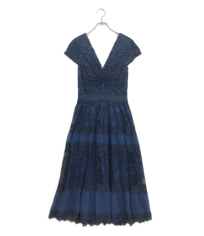 タダシショージ キャップスリーブドレス Vネック ブルー AW122015MDJ レディース SIZE 4 TADASHI SHOJI