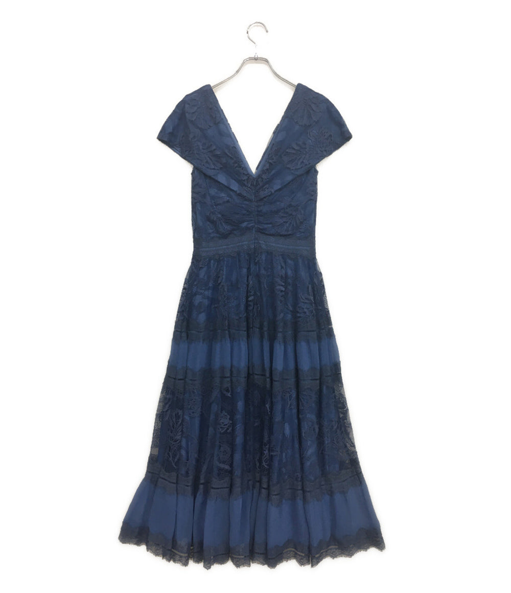 タダシショージ キャップスリーブドレス Vネック ブルー AW122015MDJ レディース SIZE 4 TADASHI SHOJI