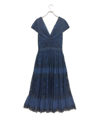 タダシショージ キャップスリーブドレス Vネック ブルー AW122015MDJ レディース SIZE 4 TADASHI SHOJI