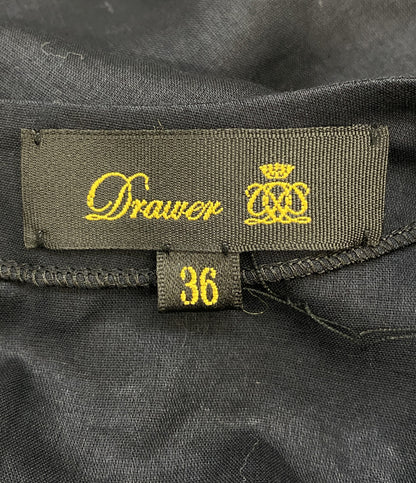 ドゥロワー プルオーバー シースルー リボンデザイン ブラウス シャツ ネイビー レディース SIZE 36 Drawer