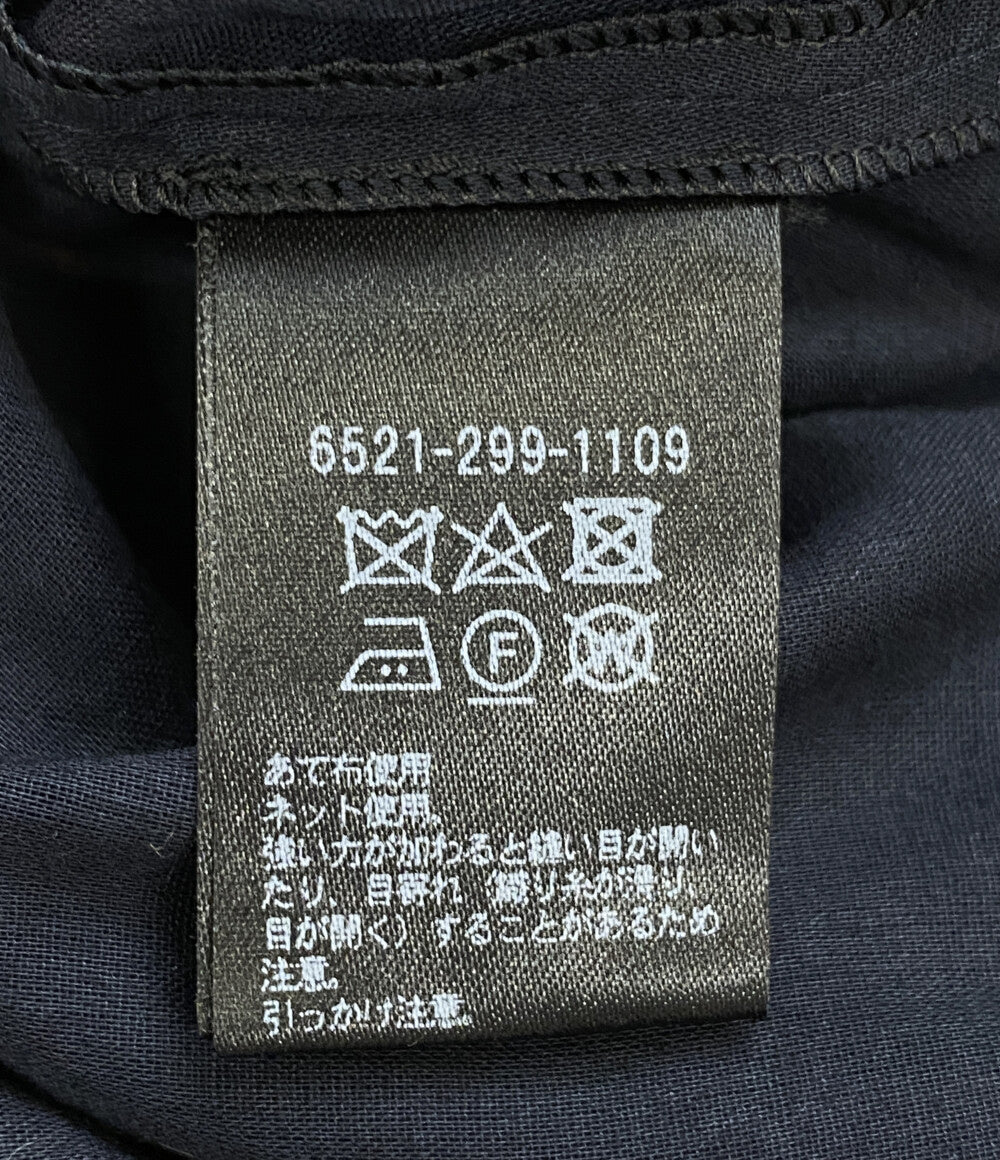 ドゥロワー プルオーバー シースルー リボンデザイン ブラウス シャツ ネイビー レディース SIZE 36 Drawer