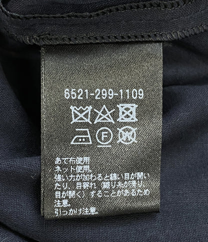 ドゥロワー プルオーバー シースルー リボンデザイン ブラウス シャツ ネイビー レディース SIZE 36 Drawer