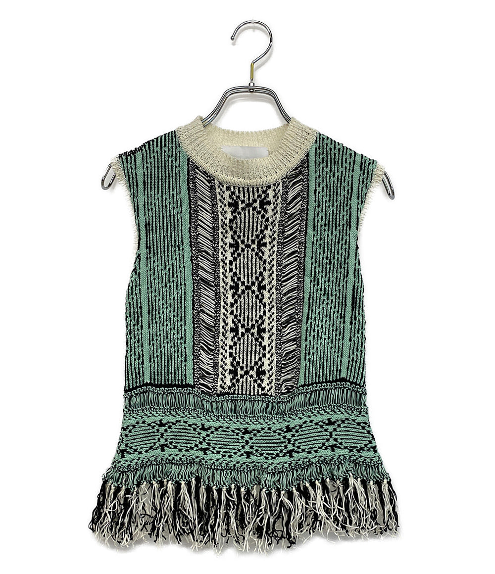 美品 Mame Kurogouchi マメクロゴウチ ニットベスト 丸首 MM16SS-KN007 レディース SIZE 1