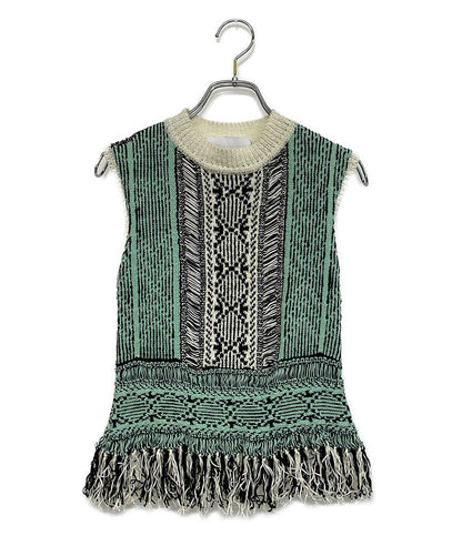 美品 Mame Kurogouchi マメクロゴウチ ニットベスト 丸首 MM16SS-KN007 レディース SIZE 1