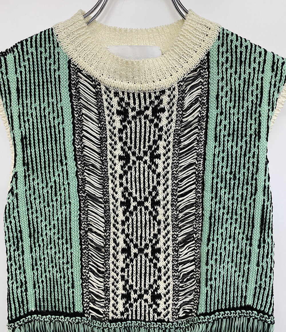 美品 Mame Kurogouchi マメクロゴウチ ニットベスト 丸首 MM16SS-KN007 レディース SIZE 1