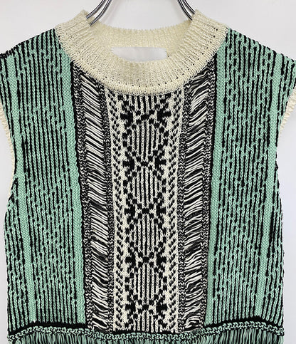美品 Mame Kurogouchi マメクロゴウチ ニットベスト 丸首 MM16SS-KN007 レディース SIZE 1