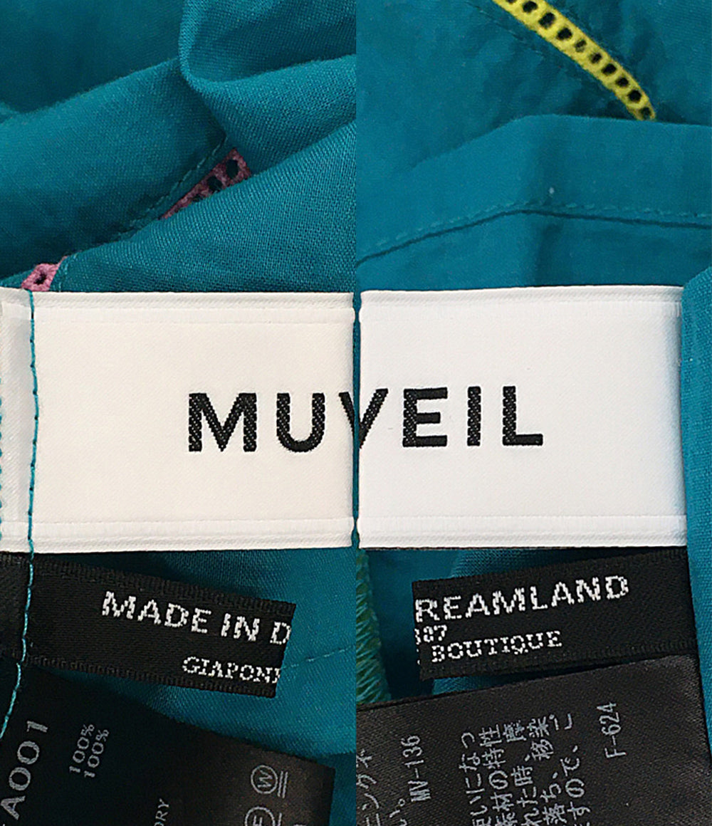 ミュベール  七分袖ワンピース ステッチ ブルー インナー付き     MA221FA001 レディース SIZE 36  MUVEIL