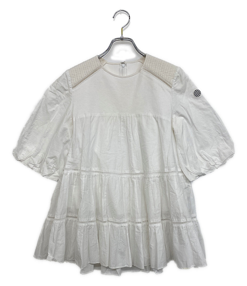 ■美品ボーダーズアットバルコニー【定価2.9】グレースショルダーカットソー白36 新品BORDERS at BALCONY GRACE SHOULDER TOP