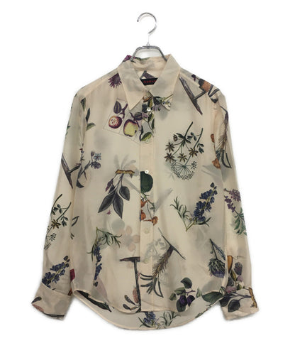 キャバン 長袖シャツ シルクボタニカルプリントシャツ レディース SIZE S CABaN