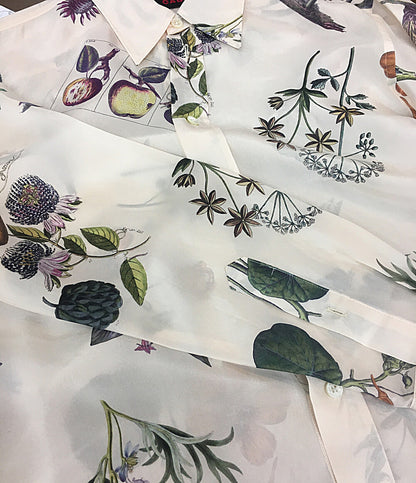 キャバン 長袖シャツ シルクボタニカルプリントシャツ レディース SIZE S CABaN