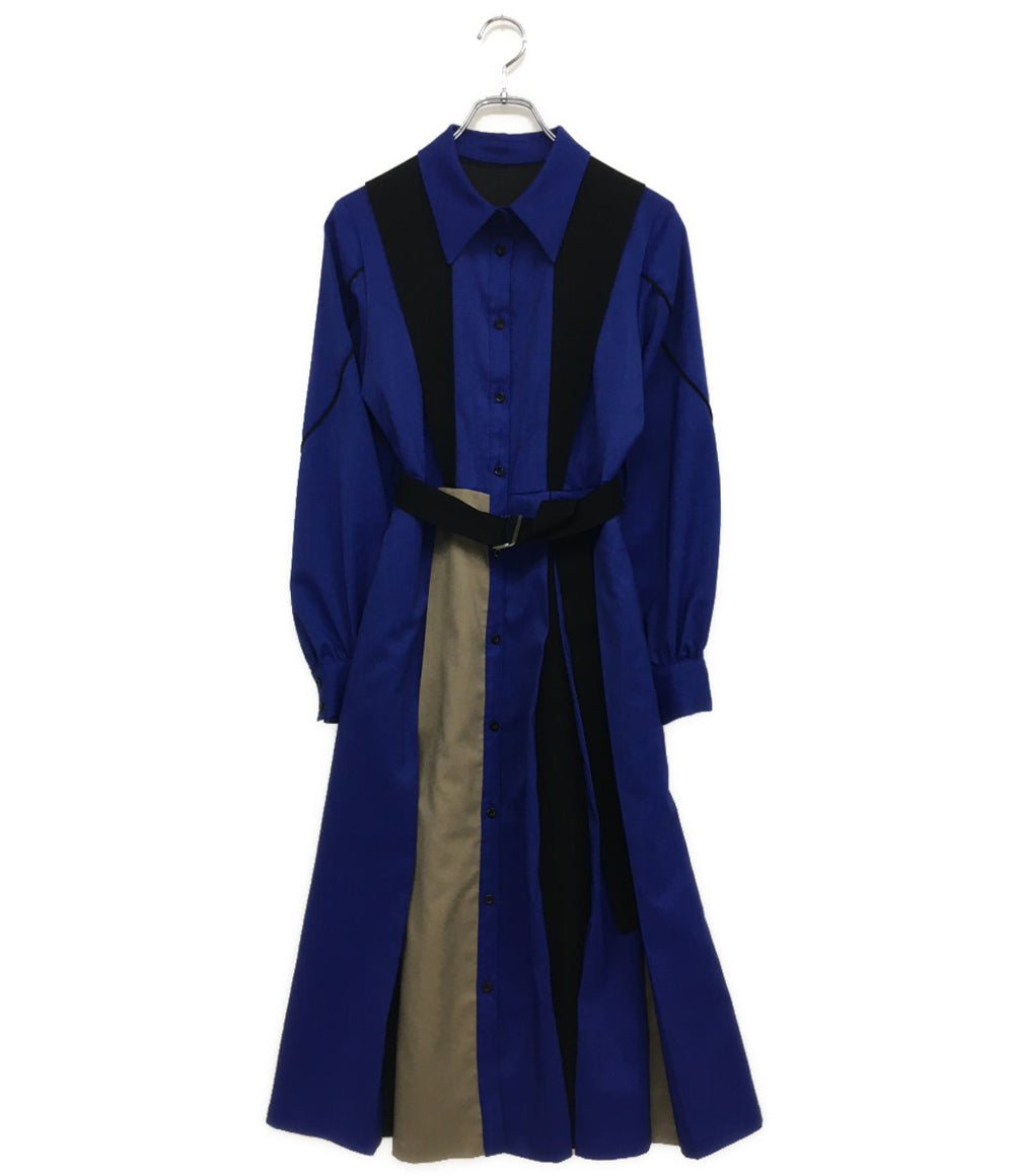 ユナイテッドトウキョウ 長袖ワンピース ブルー×ベージュ×ブラック 142110014 レディース SIZE - UNITED TOKYO