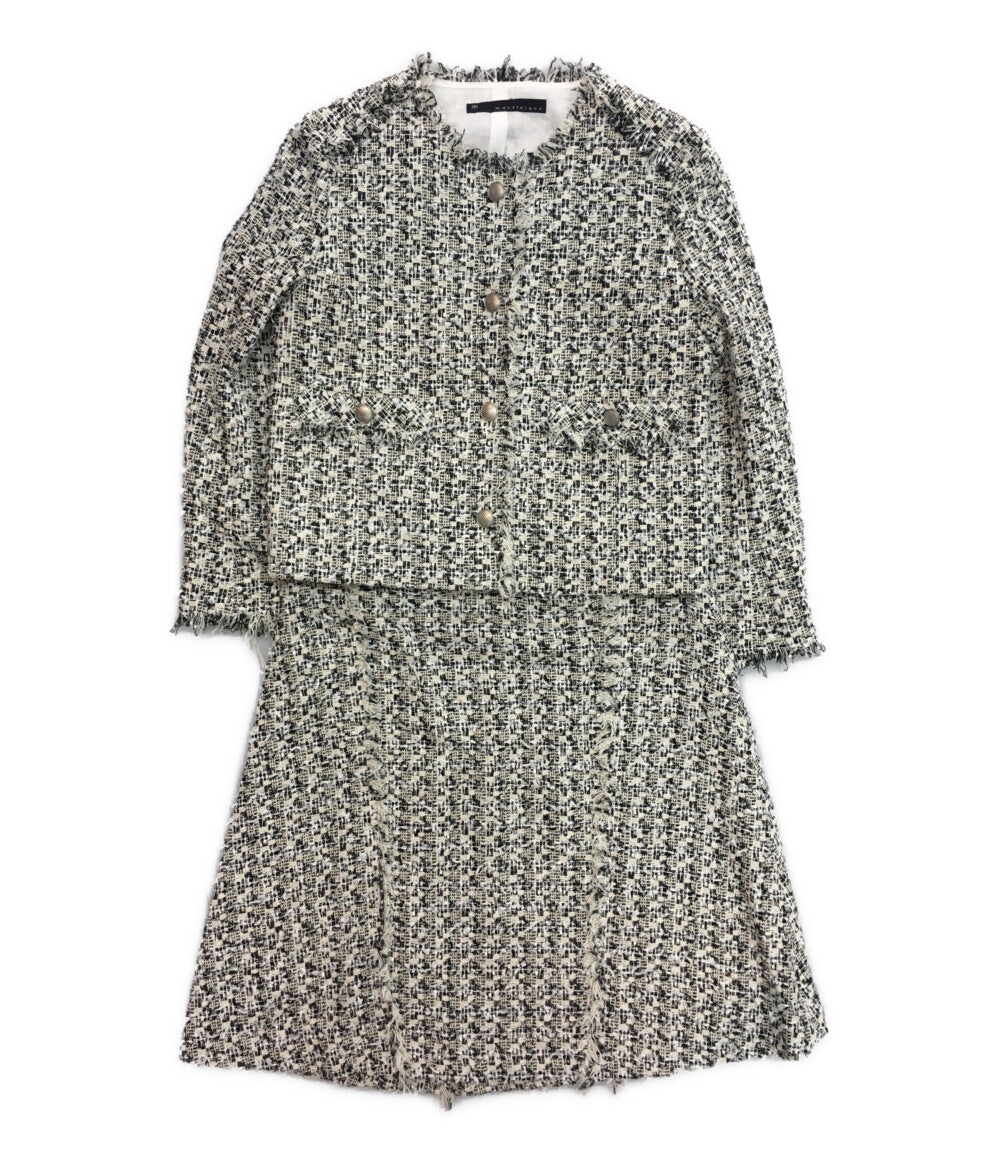 美品 martinique スカートスーツ ツイード ノーカラー A0386FJM209 レディース SIZE 1 マルティニーク
