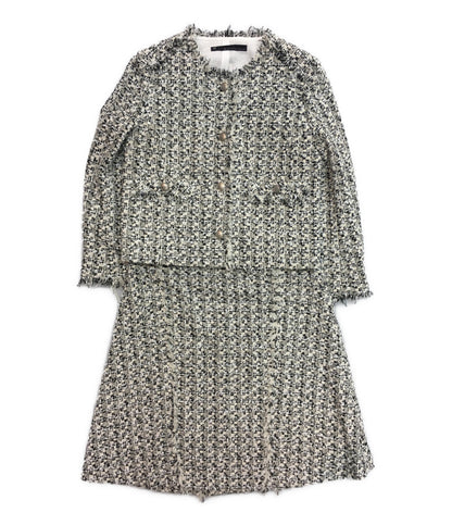 美品 martinique スカートスーツ ツイード ノーカラー A0386FJM209 レディース SIZE 1 マルティニーク