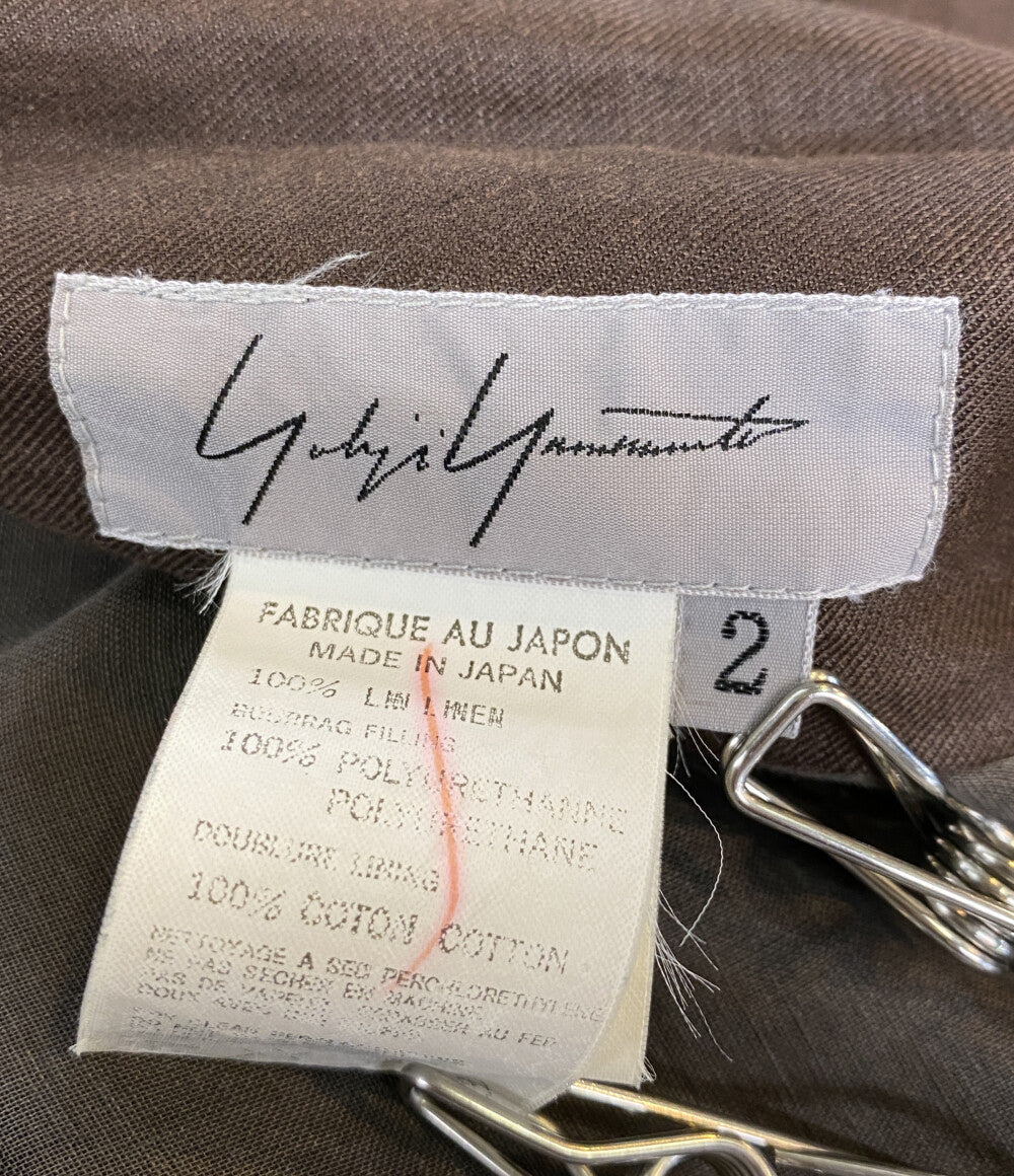 ヨウジヤマモト  スカート リネン100 ブラウン      レディース SIZE 2  YOHJI YAMAMOTO