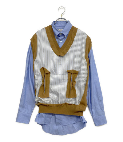 メゾンマルジェラ 長袖シャツ ドッキング ストライプ 21AW レディース SIZE 38 Maison Margiela