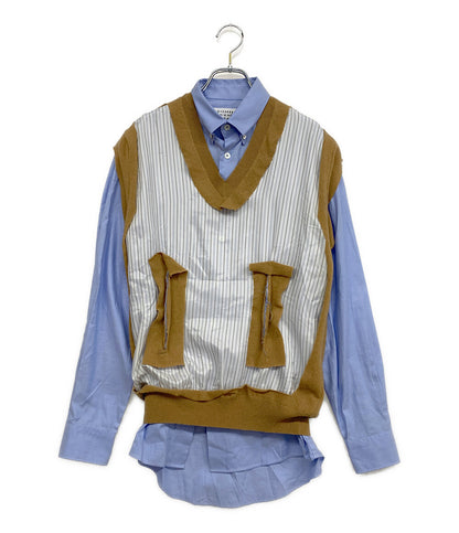 メゾンマルジェラ 長袖シャツ ドッキング ストライプ 21AW レディース SIZE 38 Maison Margiela