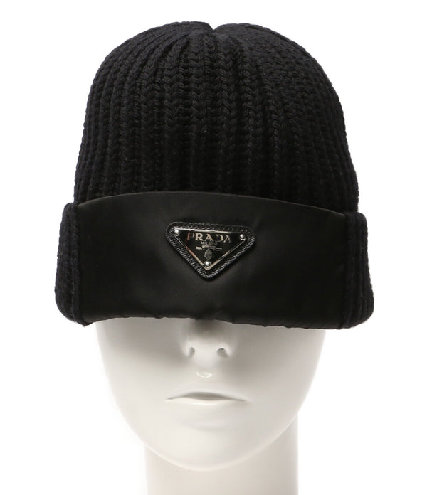 プラダ ニット帽 Re-Nylon ギャバジンxウール キャップ UMD446 S202