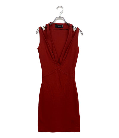 DSQUARED2 ワンピース ノースリーブ レッド レディース SIZE S ディースクエアード