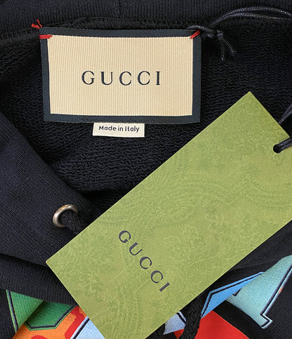 グッチ 美品 スウェットパーカー ブラック マルチカラー 700117 メンズ SIZE S GUCCI