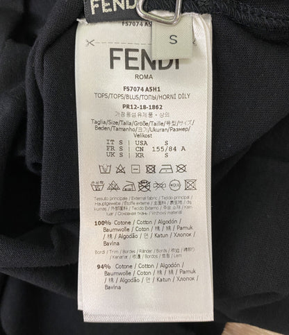 フェンディ 美品 フィラ 半袖Ｔシャツ ブラック COTTON JERS FS7074 メンズ SIZE S FENDI×FILA