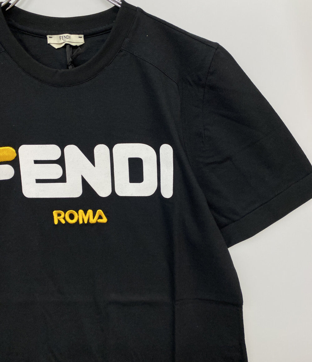 フェンディ 美品 フィラ 半袖Ｔシャツ ブラック COTTON JERS FS7074 メンズ SIZE S FENDI×FILA