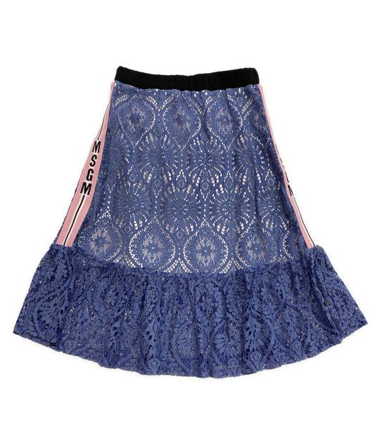 MSGM KIDS スカート ブルー レース サイドロゴ キッズ SIZE Tg.8 Annl エムエスジーエムキッズ