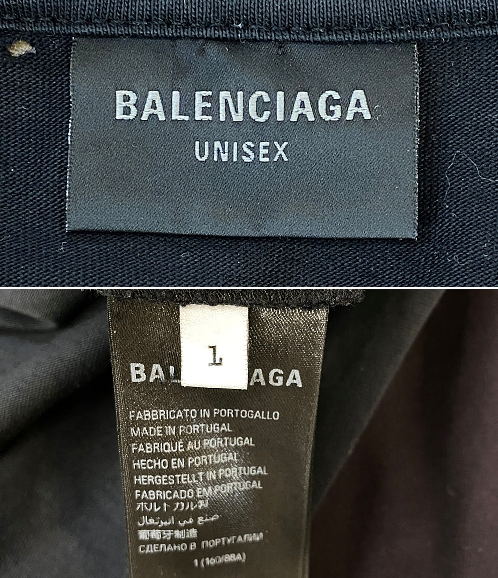 BALENCIAGA ダメージ加工ピアストレーナー ブラック メンズ SIZE L バレンシアガ